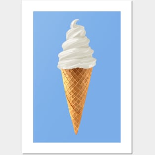 Soft Serve Vanilla Ice Cream Cone Posters and Art